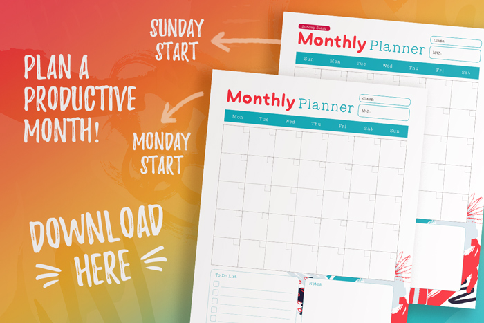 Free Monthly Planners_Student Planner