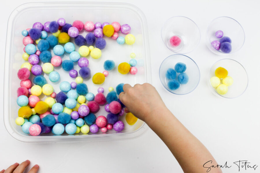 Super Fun Spring Sensory Sorting Colors Game For Toddlers