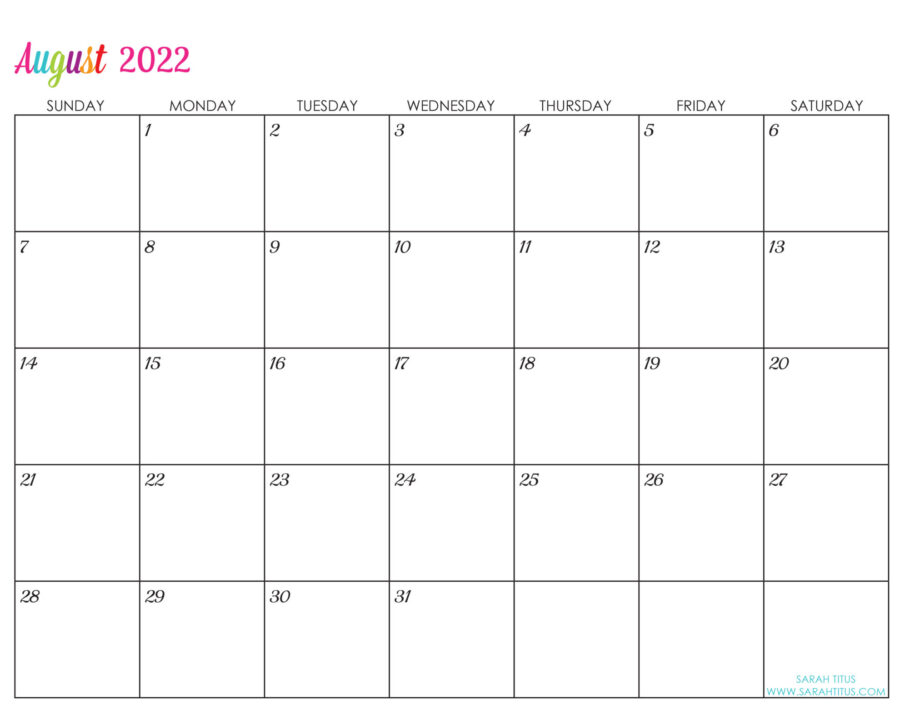 2022-August-calendar