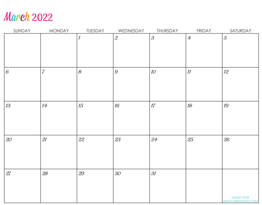 Editable 2022 Free Printable Calendars - March