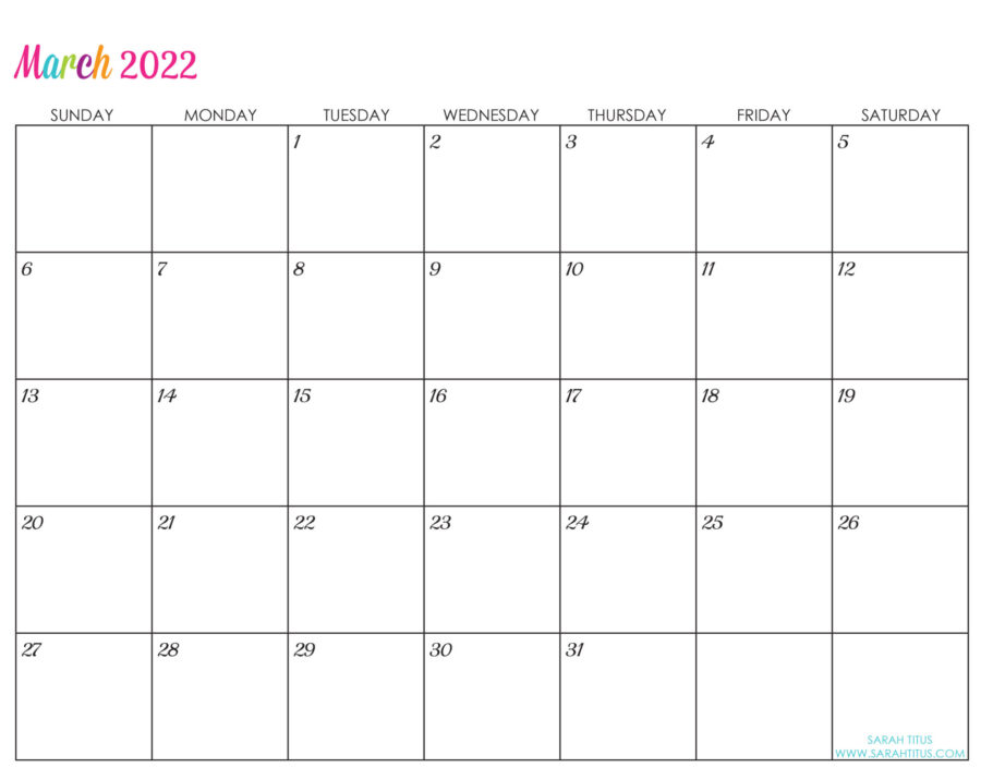 Free Editable 2022 Calendars - March