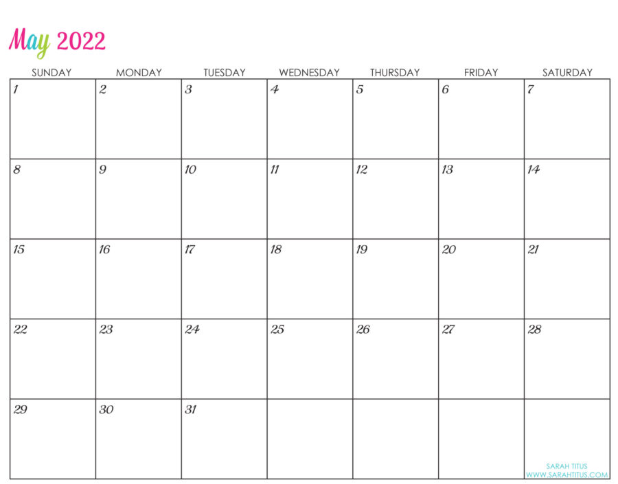 2022-May-calendar