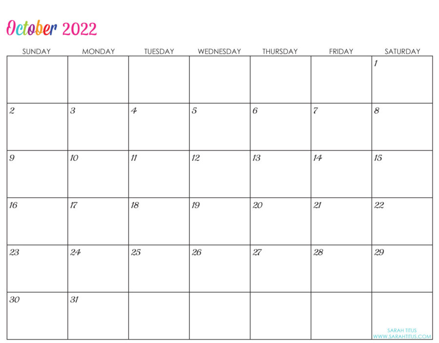 2022-October-calendar