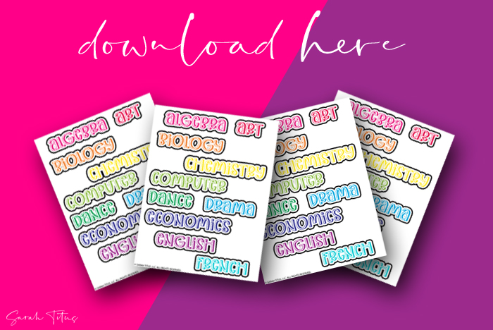 Modern Student Subject Stickers Printable Free