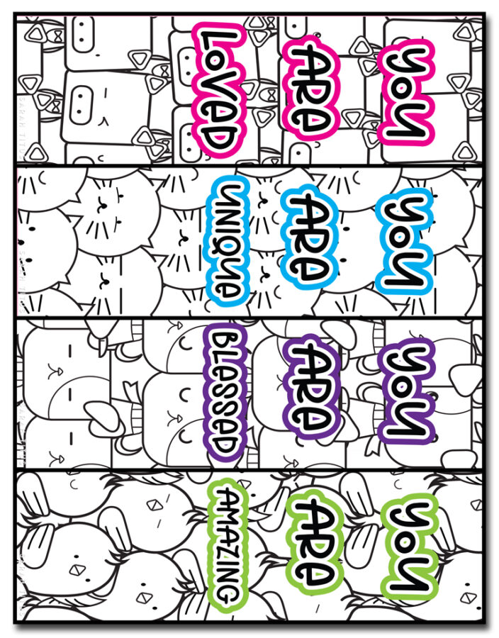 Cute Animals Coloring Bookmarks Set