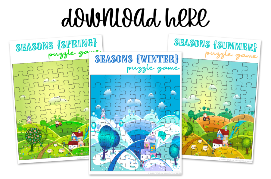 Cute Artwork Puzzle Games Printables Kids Will Love - Seasons