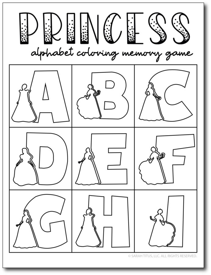 Princess-Colorable-Alphabet-Memory-Game