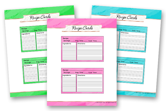 Recipe Binder - Recipe Cards