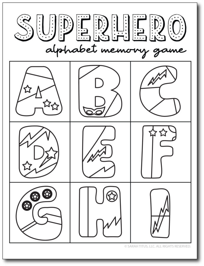 Superhero-Colorable-Alphabet-Memory-Game