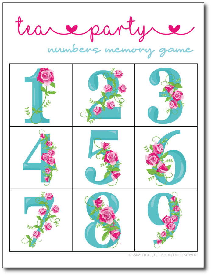 Tea-Party-Numbers-Memory-Game