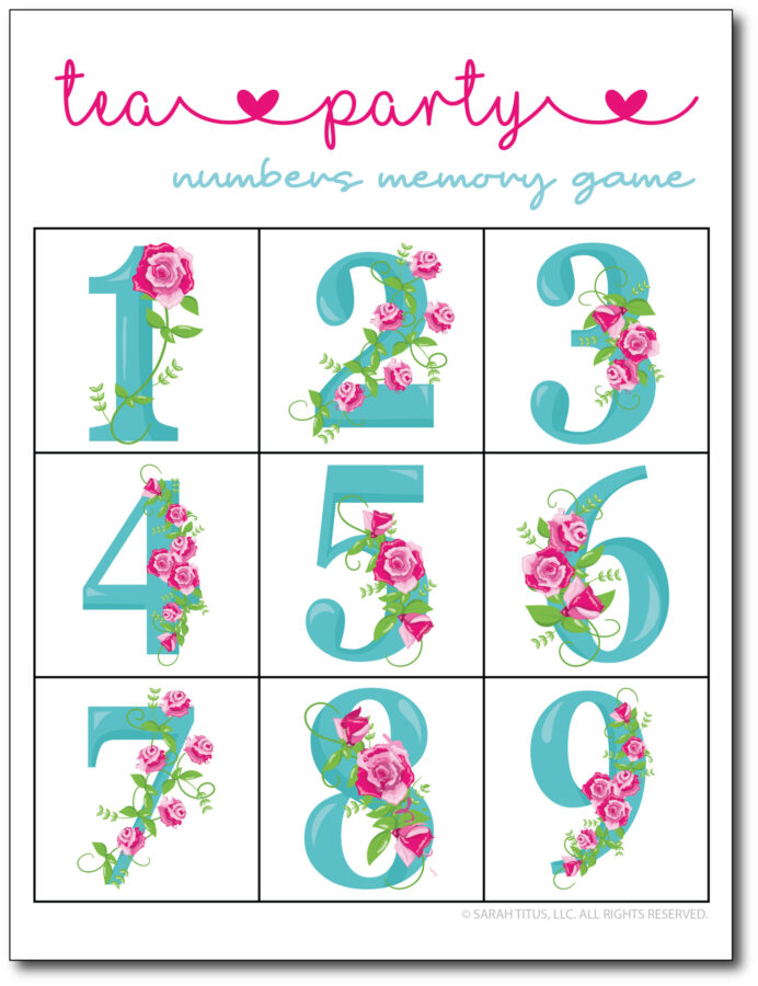 Tea-Party-Numbers-Memory-Game