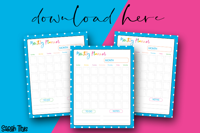 5 Cute & Colorful Daily Weekly Monthly Planner Pages Monthly