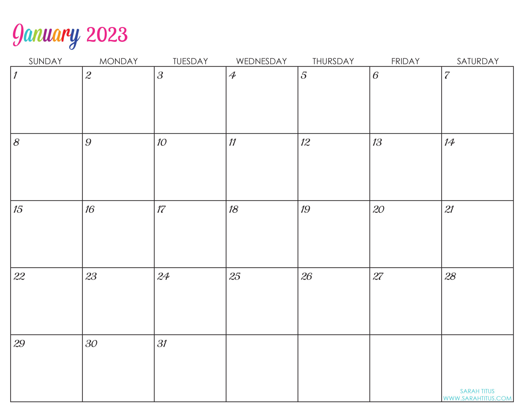 Customized Editable 2023 Free Printable Calendars