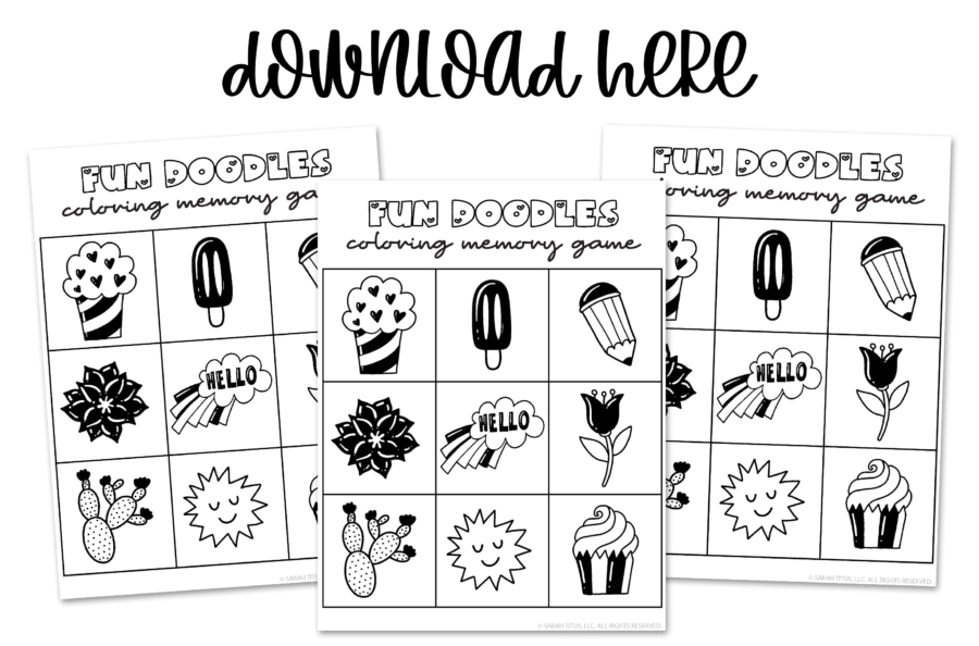 Fun Doodles Memory Games Printable For Kids To Enjoy - Black and White