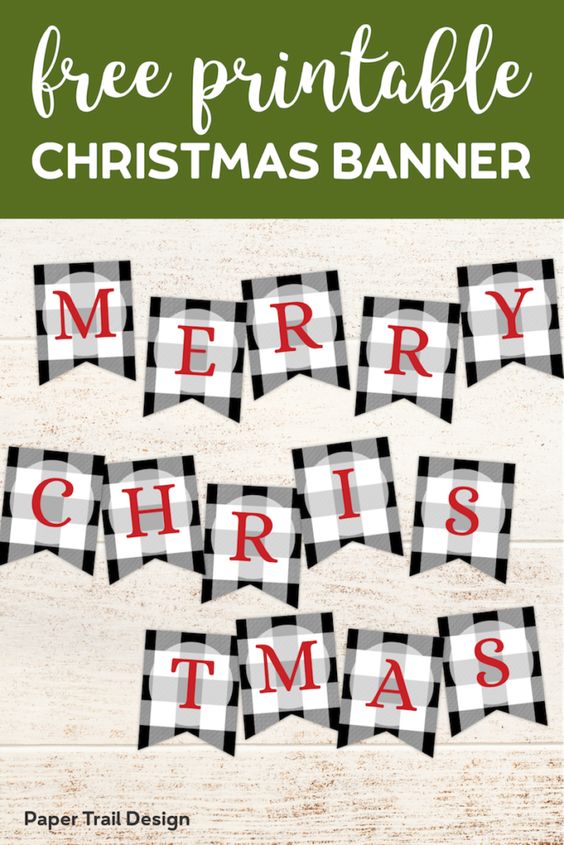 Plaid Christmas Banner Printables