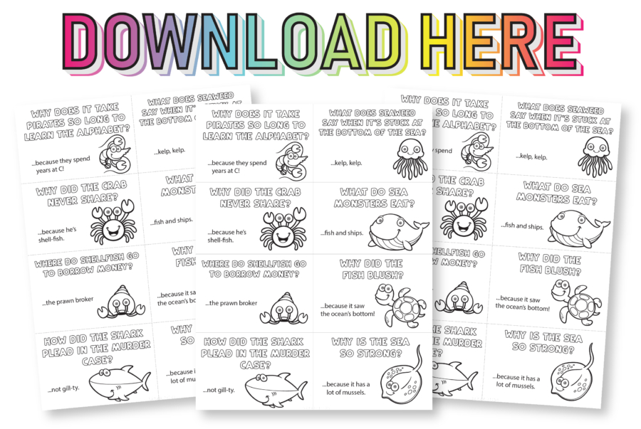 Colorable Sea Jokes Lunchbox Notes