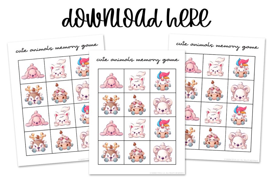 Printable Memory Games For Kids - Cute Animals