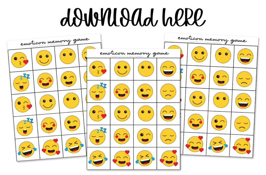 Printable Memory Games For Kids - Emoticons