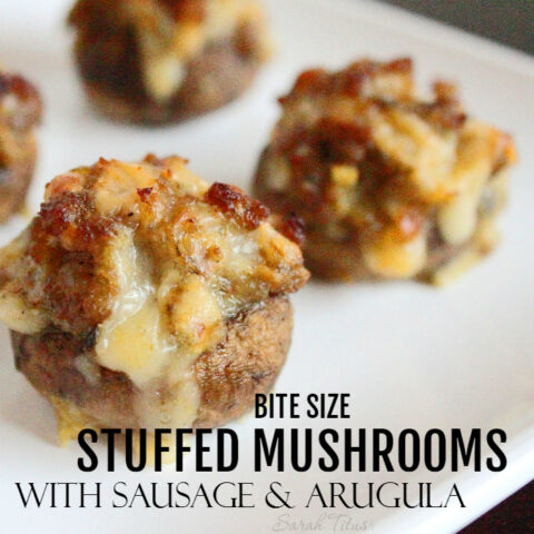 Bite Size Stuffed Mushrooms with Sausage and Arugula