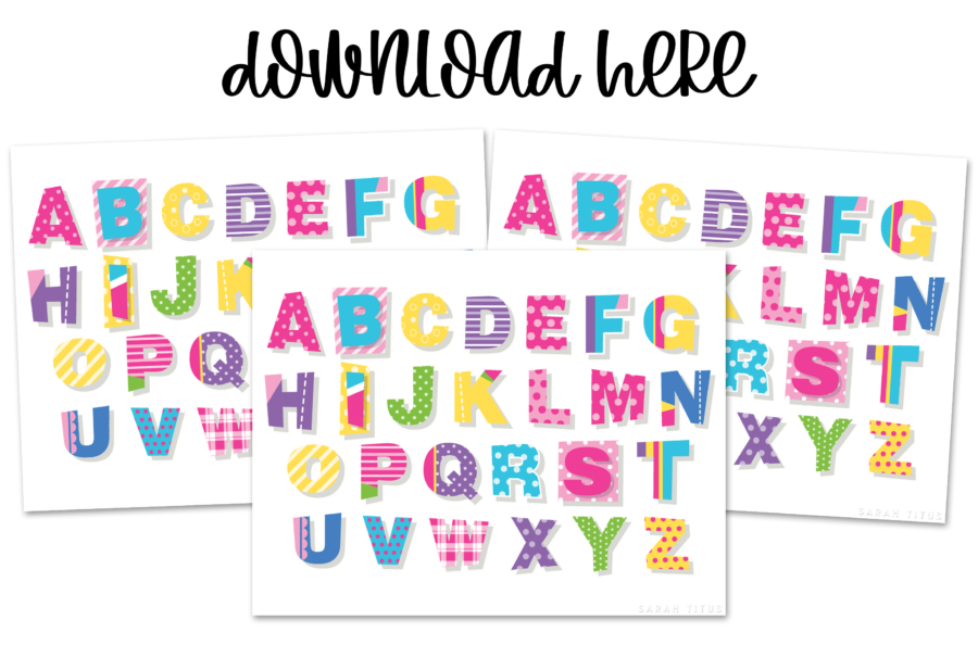 Colorful Classroom Alphabet Printable Wall Art Free - Whiteboard Upper Case