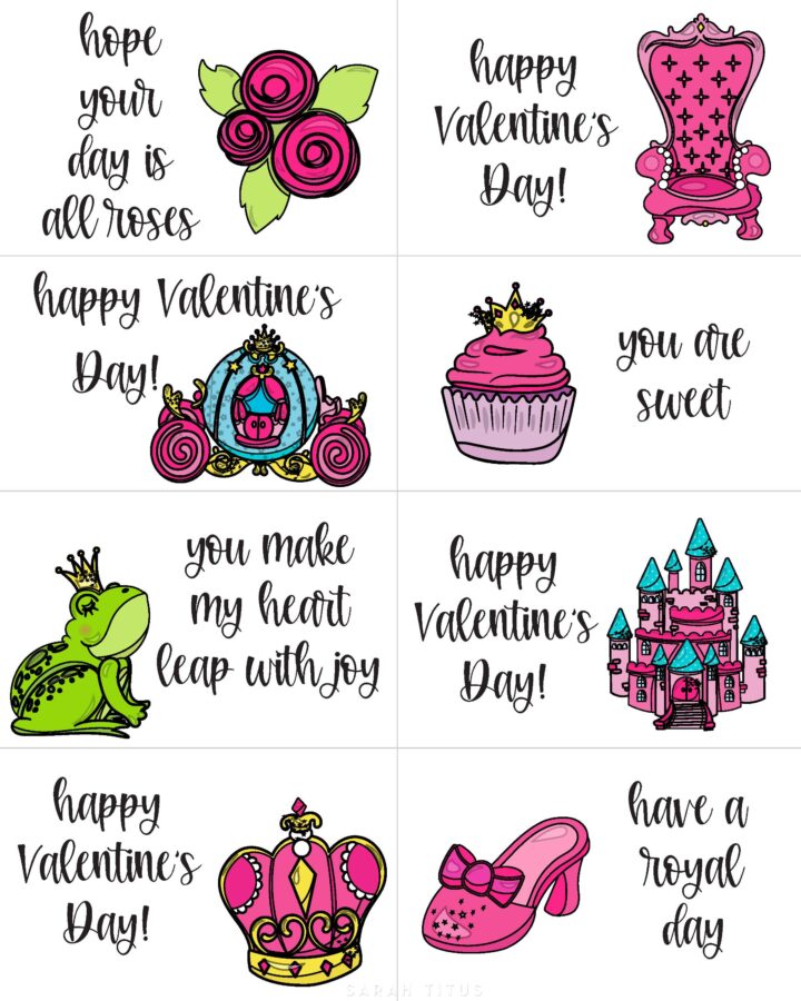 Adorable Princess Art Printable Valentine Cards Free