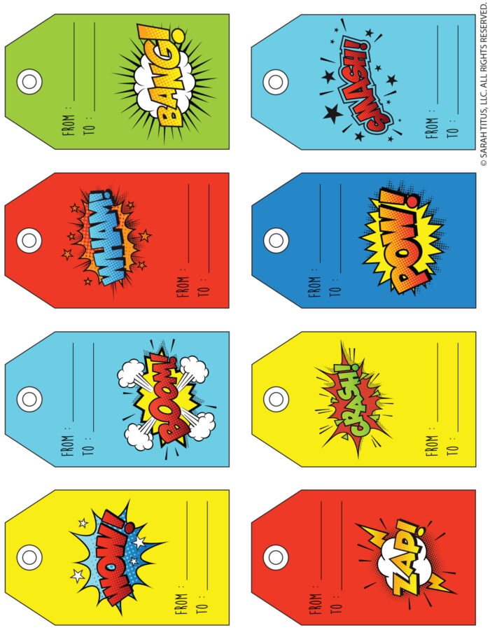 Christmas Comic Theme Gift Tags