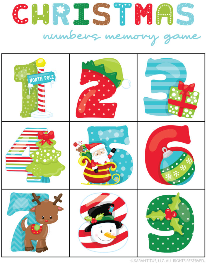 Christmas Numbers Memory Game