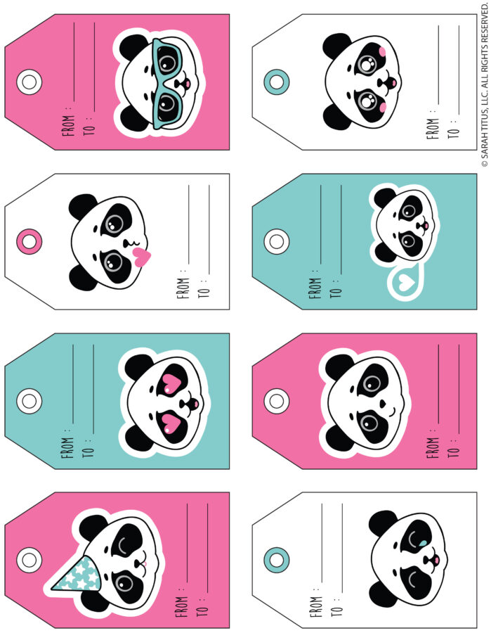 Cute Pandas Valentine Gift Tags