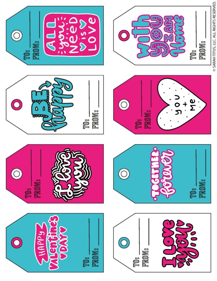 Cute Printable Gift Tags For Valentine's Day