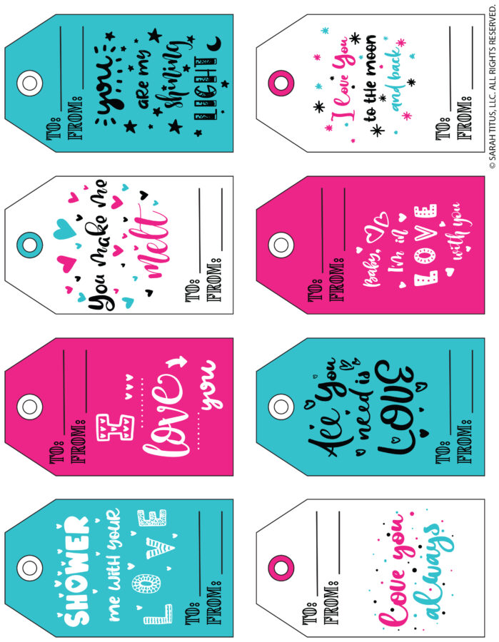 Cute Printable Gift Tags for Valentine's Day