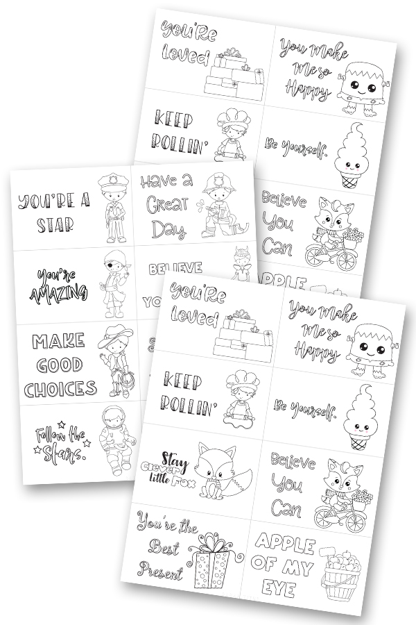 Free Colorable Lunch Box Notes For Boys
