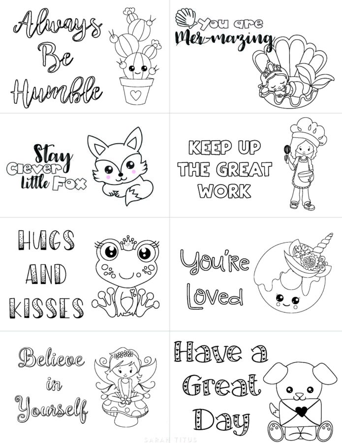 Valentine's Day Colorable Note Cards For Girls