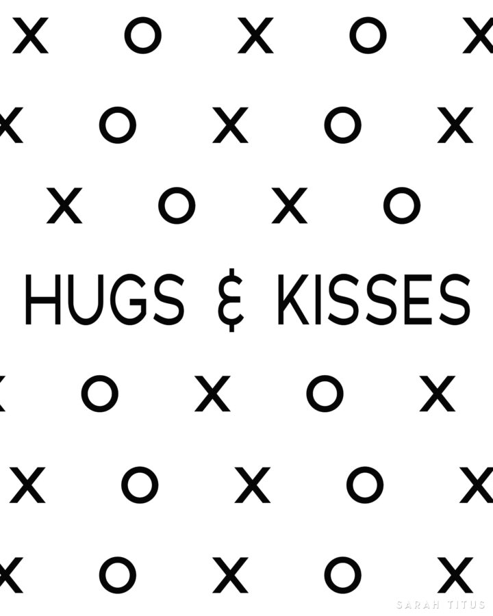 Hugs and Kisses Valentine Wall Art Printable