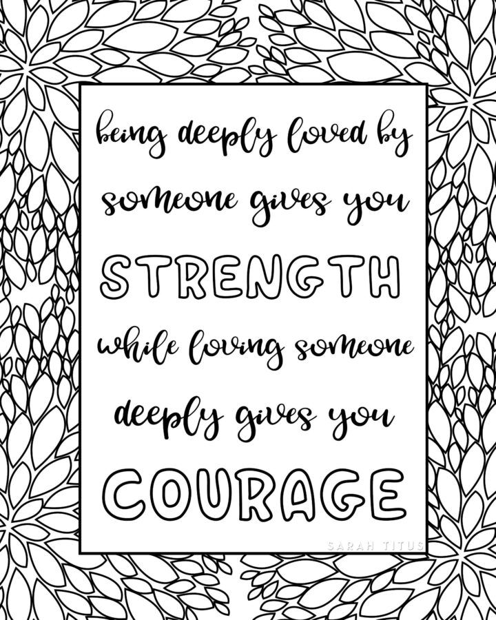 Love Strength Courage Coloring Sheet