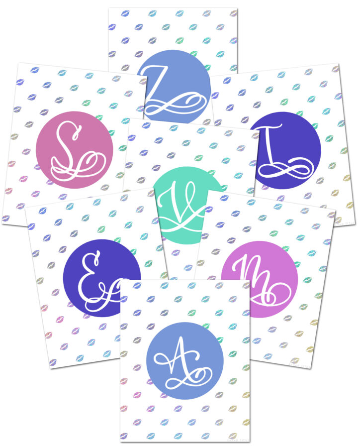 Monogram Kisses Wall Art for Valentine's Day