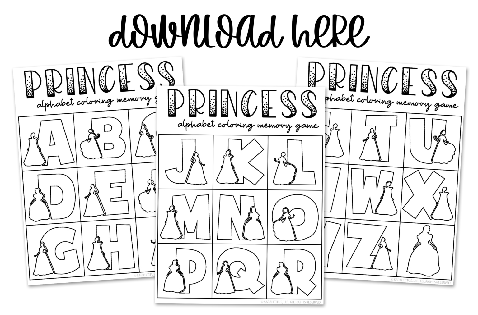 Cutest Princess Art Alphabet Memory Game Printable - Sarah Titus