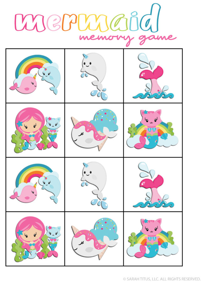 Memory Games Printable Mermaid