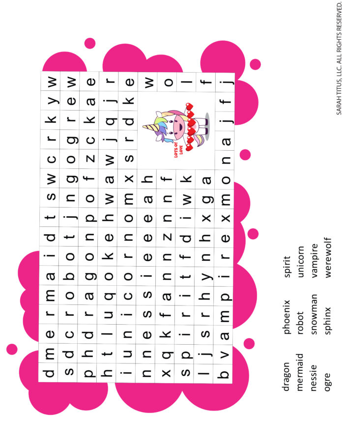 Unicorn Word Search Printable
