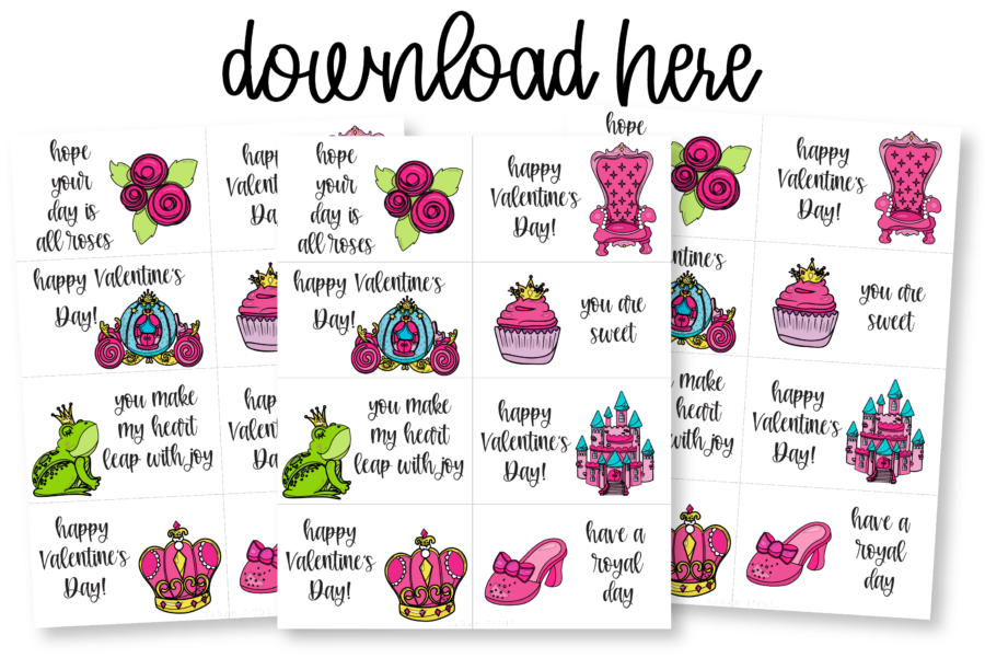 Adorable Princess Art Printable Valentine Cards Free