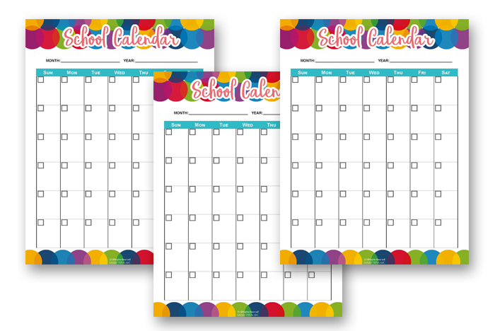 Undated Daily Planner School Calendar