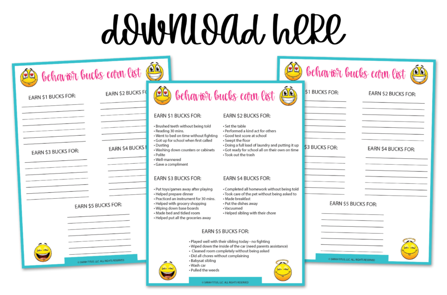 Awesome Emoji Behavior Bucks Printables Kids Will Love - Sarah Titus
