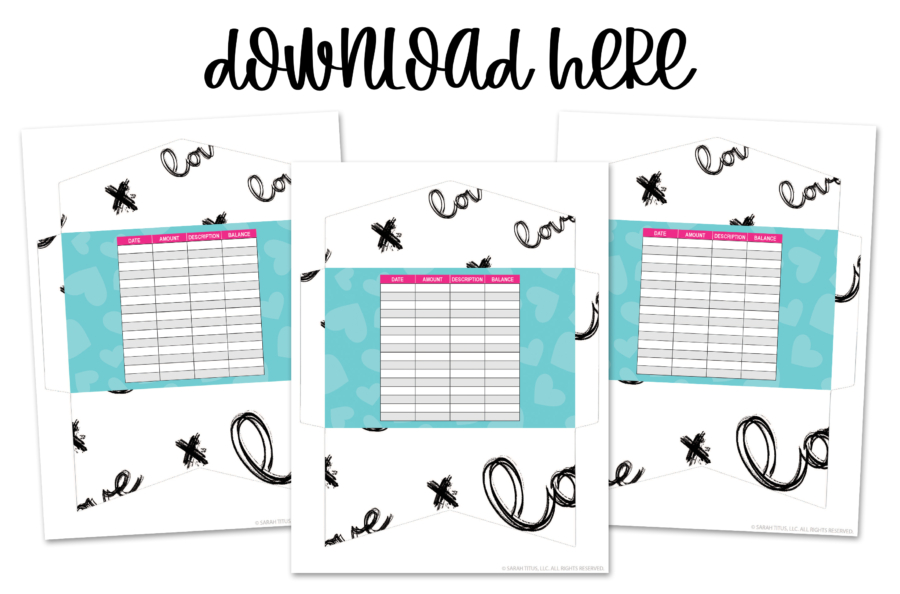 Beautiful Teal Art Cash Envelope Printables For Budgeting - Love