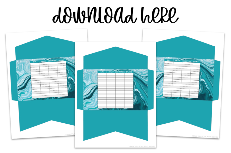 Beautiful Teal Art Cash Envelope Printables For Budgeting - Marble 