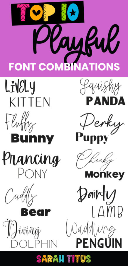 Looking for top fun & playful font combinations? Here's a great set of super cute, modern & feminine best font combination guide ideas & inspiration! Perfect for blogs, websites, printables & more! #script #sansserif #professional