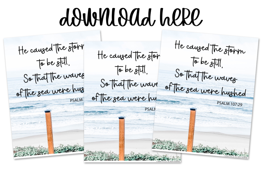 Pretty Ocean Wall Art Printables For You - Psalm 107:29 Verse