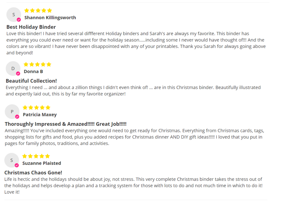 Christmas Binder Reviews