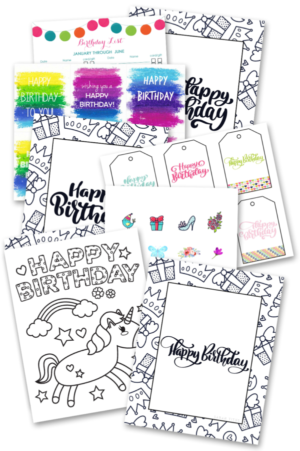 60 Best Free Printable Happy Birthday Coloring Sheets, Stickers, Cards, Gift Tags, and More!