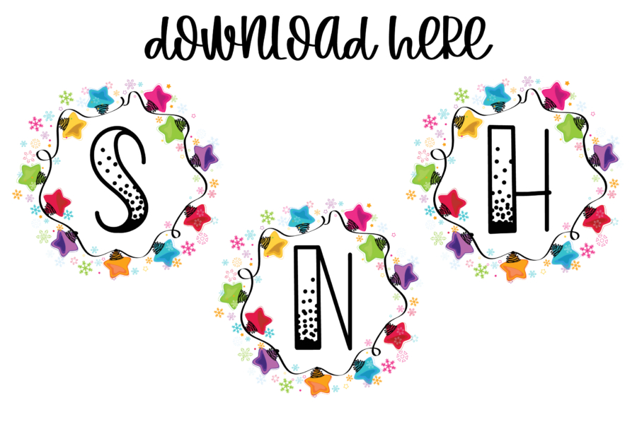 Free Christmas SVG Monograms With Cute Christmas Lights