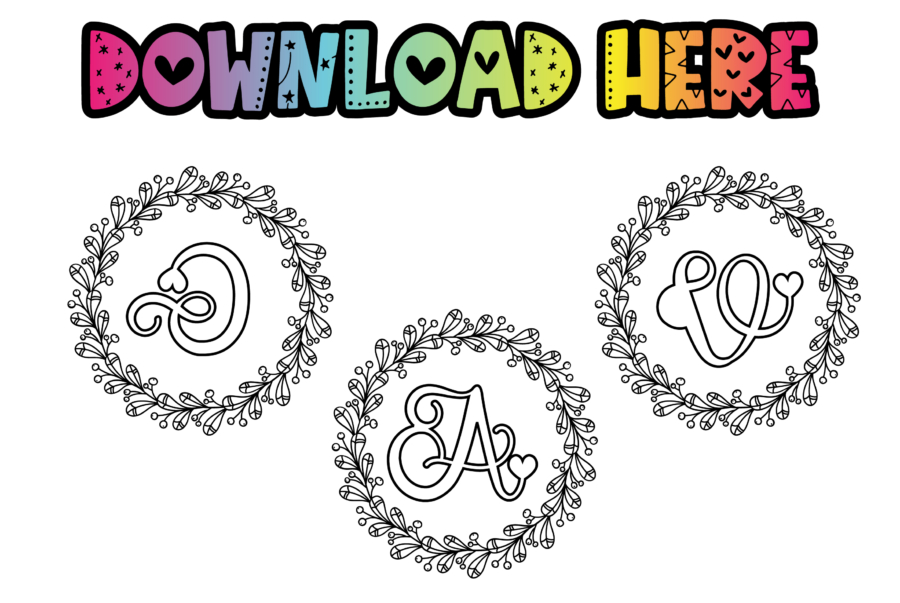 Free SVG Files for Cricut - Colorable Leaf Wreath Monograms