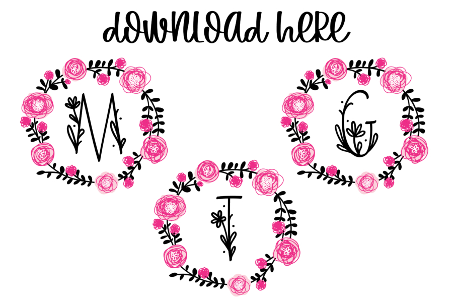 SVG Images - Pink and Black Flower Monogram SVGs
